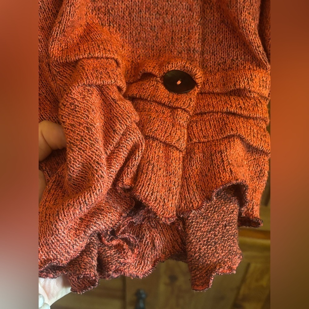 FENINI Designer Burnt Orange Textured Knit Cardigan • Artful Layering•Fits M–XL - Picture 10 of 17